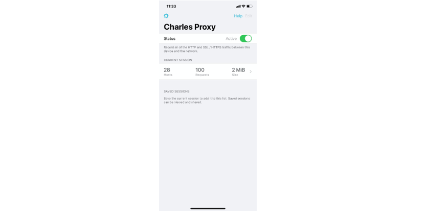 Charles mobile app home screen