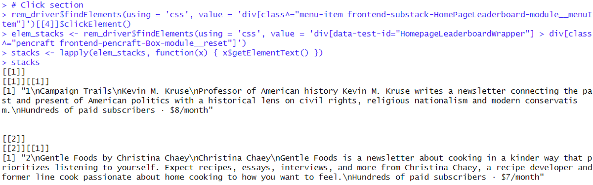 Clicking elements